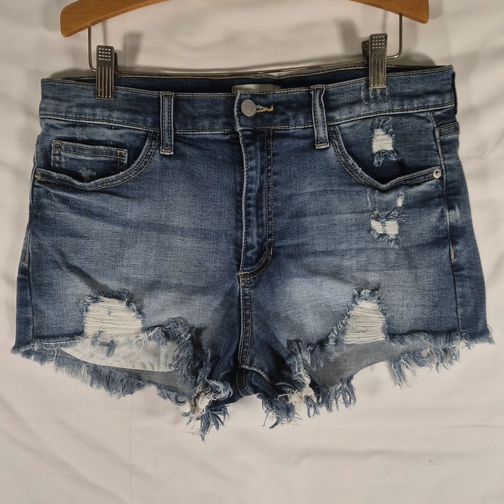 Altar'd State Women's Large Distressed Denim Cutoff Shorts Frayed Hem High Rise